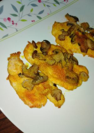 A picture of Baked Chicken Cutlets with Mushrooms.