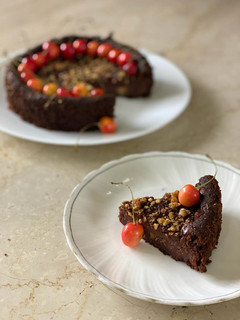A picture of Banana and dates chocolate cake.