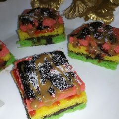 A picture of Raimbow cookies.