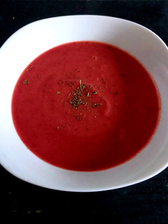 A picture of My Creamy Corriander Carrot & Turnip with Beetroot Soup 🍲.