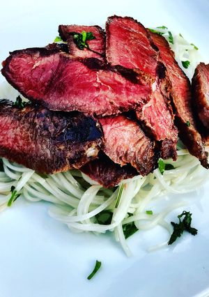 A picture of Thai-Style Grilled Wagyu Flat Iron Steak.