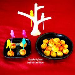 A picture of Surti Masala Khichu Balls - Rice Flour Dumplings - Spicy And Satisfying Snack.