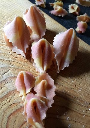 A picture of Candy cane sorprese fresh pasta.