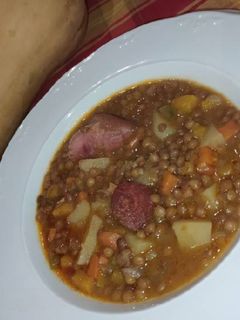 Una foto de Lentejas con verdura