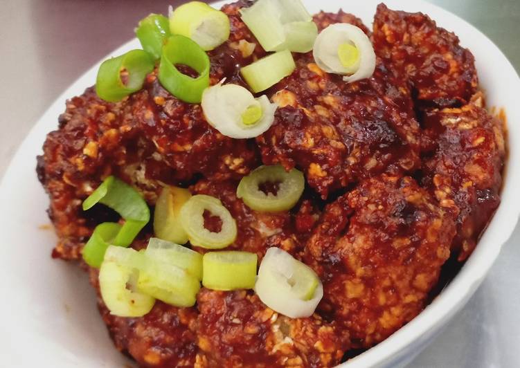 Cara Gampang Menyiapkan #07 Dakgangjeong~baked (sweat and spicy crispy Korean chicken) yang Enak Banget