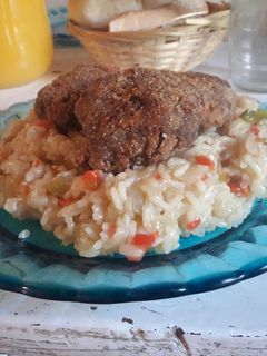Una foto de Risotto de verduras con albóndigas