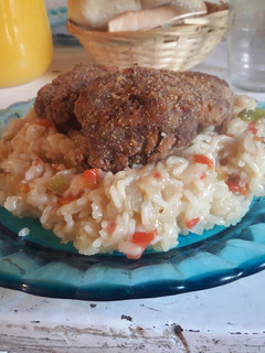 Una foto de Risotto de verduras con albóndigas