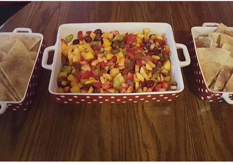 Recipe of Super Quick Homemade Fruit Salsa With Cinnamon Tortilla Chips