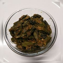 A picture of Okra (microwave cooked with less oil).
