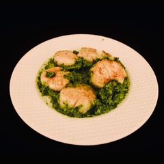 A picture of Scallops with Lemony Salsa Verde.