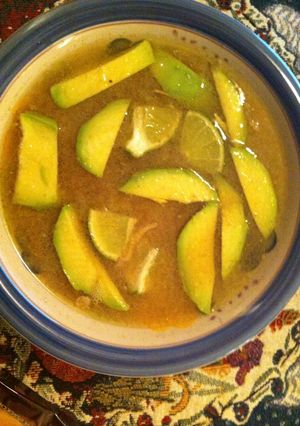 A picture of Mexican Lime Soup with Chicken.