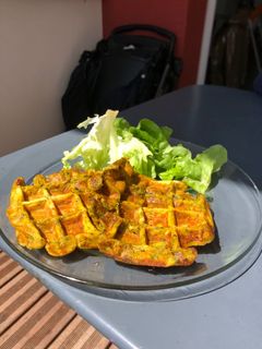 Une photo de Gaufre sale patate douce épinards Health