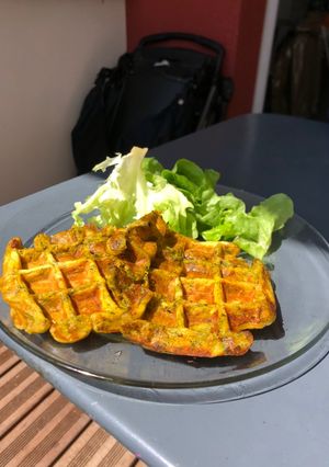 Une photo de Gaufre sale patate douce épinards Health