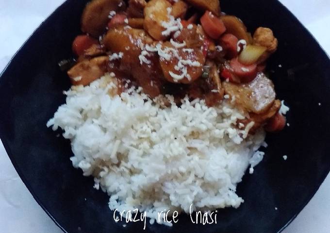 Crazy rice (nasi gila ala saya) 🍚🍗🥖