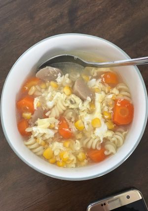 Foto resep Sup jagung bakso wortel macaroni