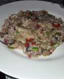 Arroz flash con verduras y sardinas