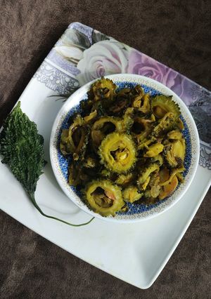 A picture of Bitter Gourd Bhaji.