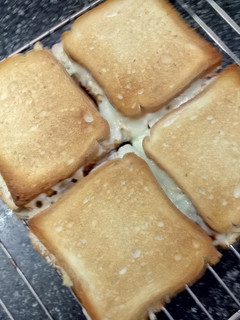 A picture of 3 Layered Harissa Cheese Coleslaw Veg Toast Sandwich!.