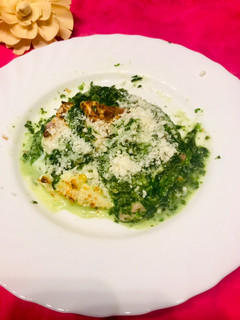 Una foto de Espinacas con bacon y queso gratinadas al horno
