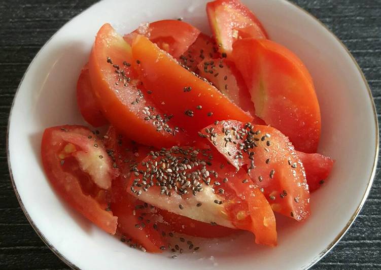 Tomat tabur chia seed (cemilan sehat)