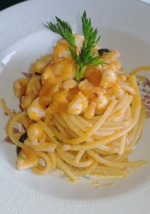 Foto di Spaghetti con zucca e seppie