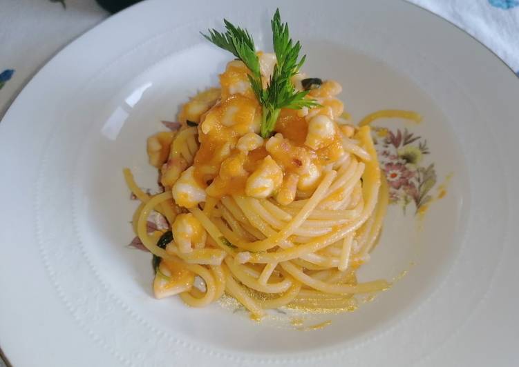 Spaghetti con zucca e seppie