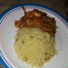 A picture of Cous-cous & vegetable sauce.
