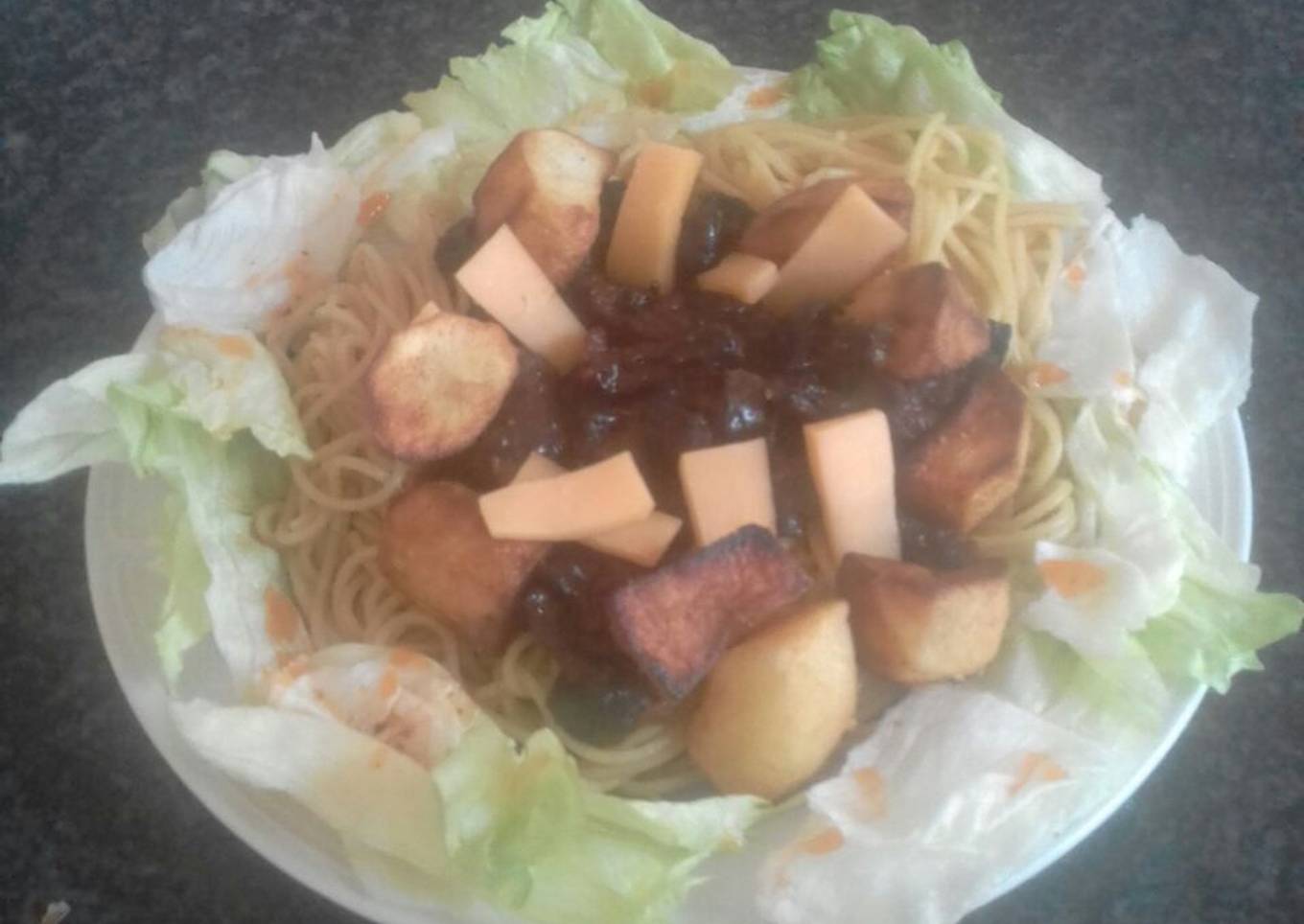 Spaghetti and mushroom