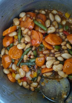 A picture of Sweet and Sour Carrots and 3 beans.
