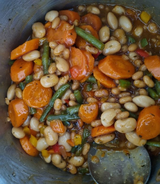 A picture of Sweet and Sour Carrots and 3 beans.