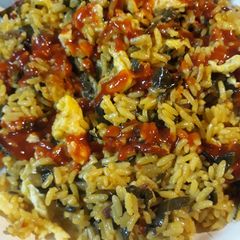 A picture of Yellow Rice, Collard Stirfry.