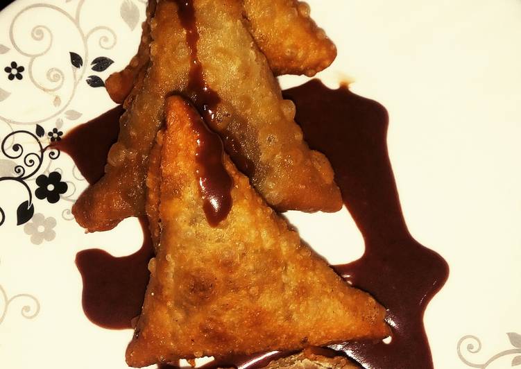Choco banana filled samosas.