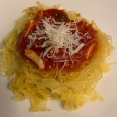 A picture of Spaghetti Squash with Marinara Sauce.