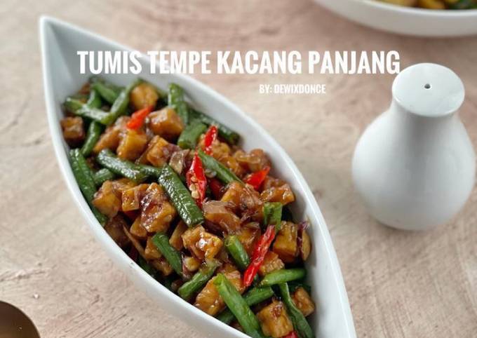 Tumis tempe kacang panjang