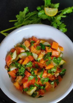 A picture of Papaya cucumber tangy salad.