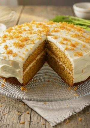 Una foto de Torta especiada de zanahoria con glaseado de queso crema