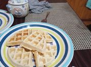Una foto de waffles en microondas