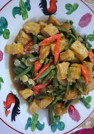 Foto resep Tumis kacang panjang tahu magel coklat
