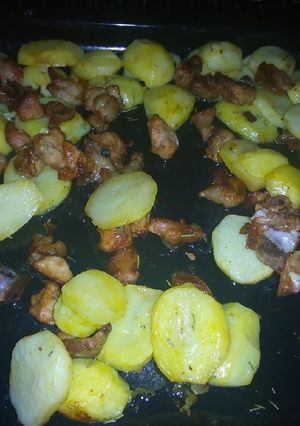 A picture of Pork and rosemary potatoes #AuthorMarathon.