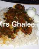 Pasta with spring onions sauce and boiled egg