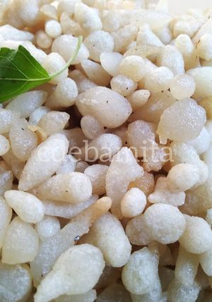 A picture of White boondi with lobia flour.