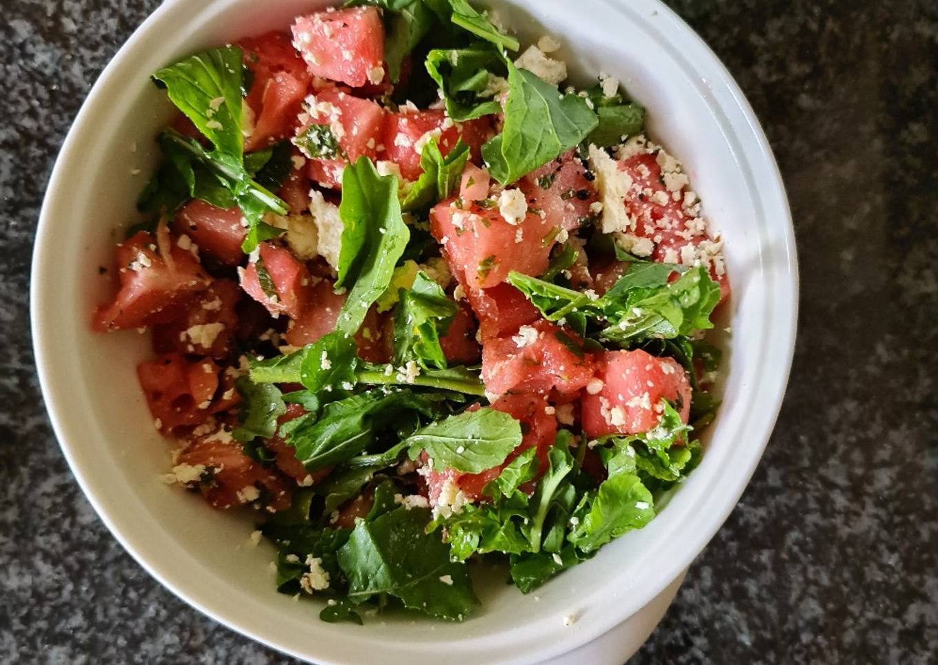Watermelon, rocket and feta salad