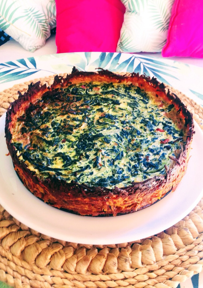 Una foto de Timbal de espinacas con base de boniato