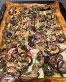 Seasonal Vegetable and pesto puff pastry tart