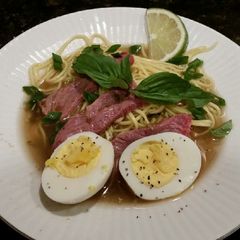 A picture of Brad's soba. Ramen style.