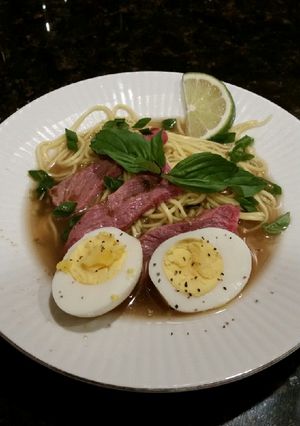 A picture of Brad's soba. Ramen style.