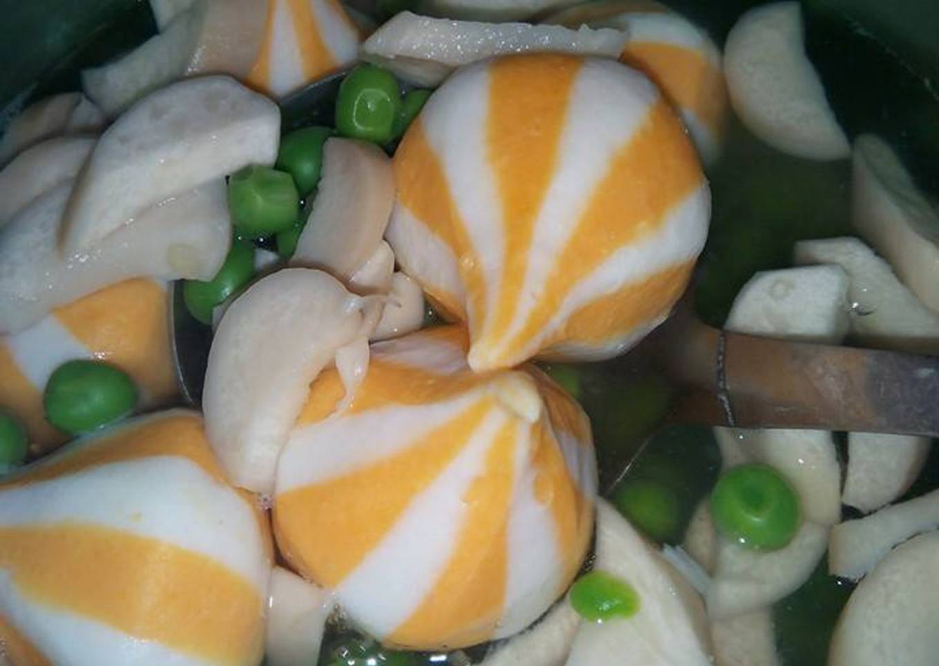 Clear Soup with Cheese Balls and King Oyster Mushroom