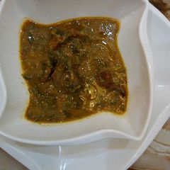 A picture of Okro Ayoyo beans & groundnut soup.