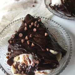 Eggless chocolate crepe’s A picture of Eggless chocolate crepe’s.