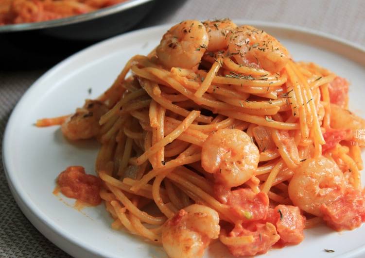 蕃茄蝦肉意大利麵 Creamy Tomato Shrimp Spaghetti